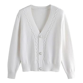 トップス ROUND NECK CARDIGAN /SLIM VNECK pullover Women's V Neck Cropped Cardigan, Short Sleeve Casual Button